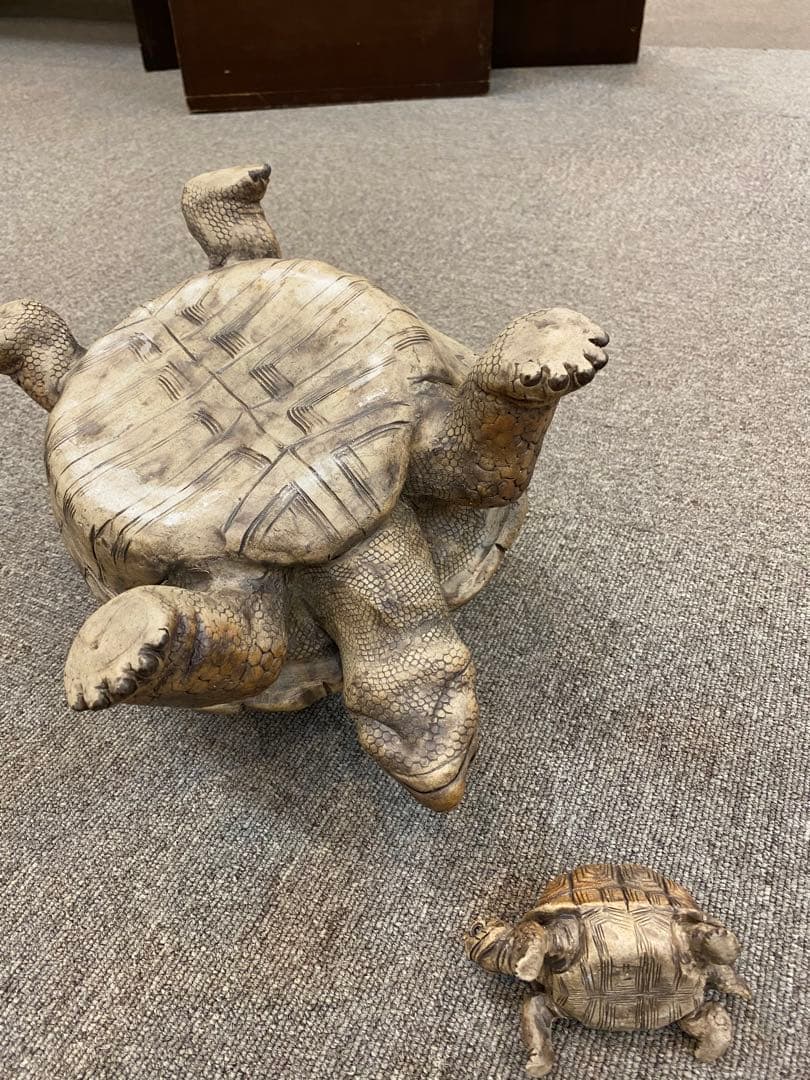 亀の親子　陶器　手作り