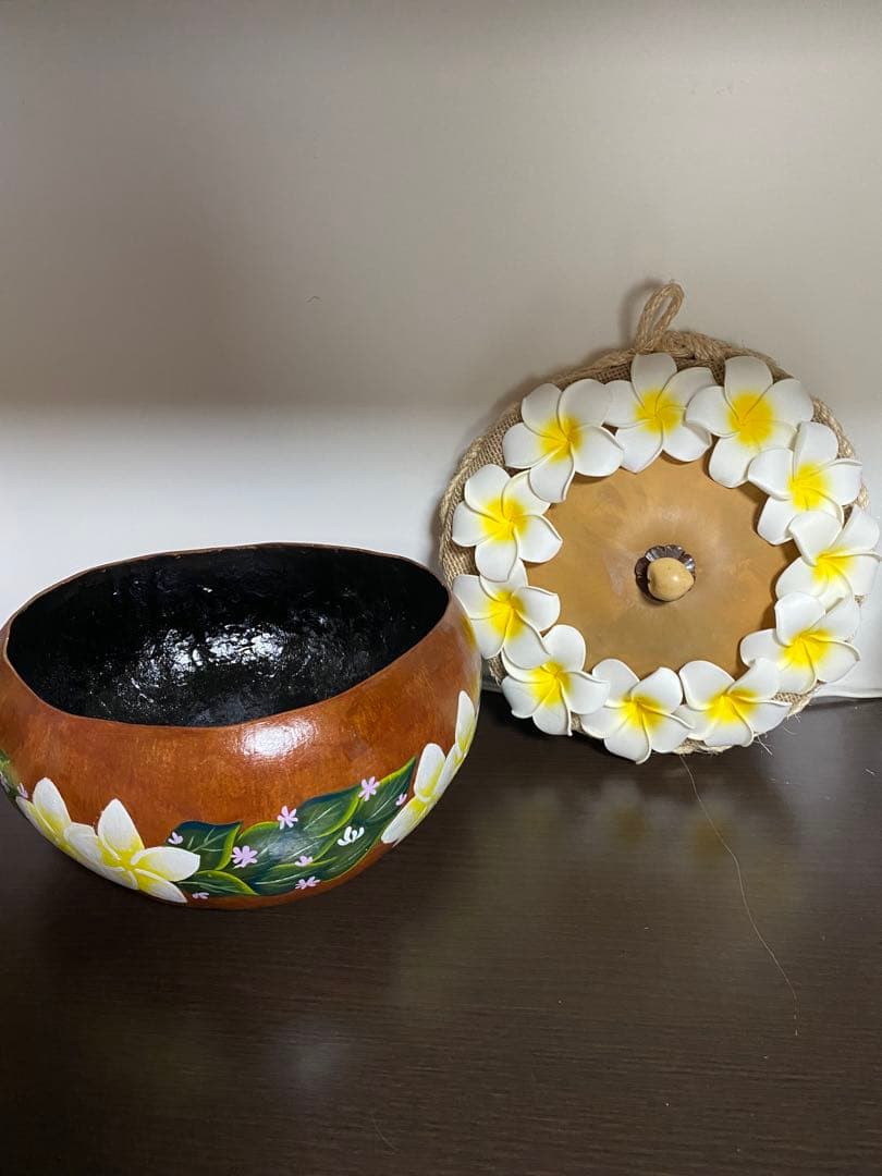 プルメリアハワイアン　ひょうたん製小物入れ