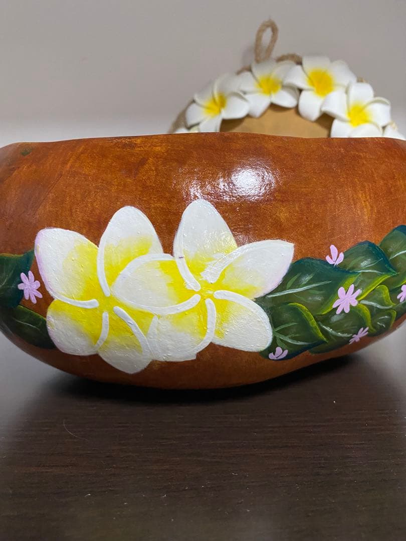 プルメリアハワイアン　ひょうたん製小物入れ