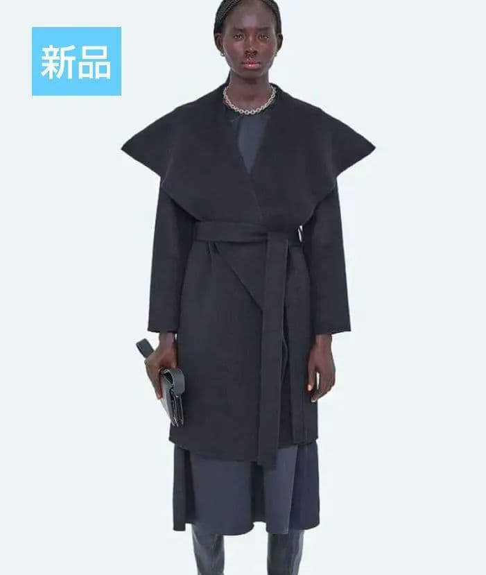 【新品タグ付】JOSEPH♥ダブルフェイスカシミヤラップコート38ネイビー18万