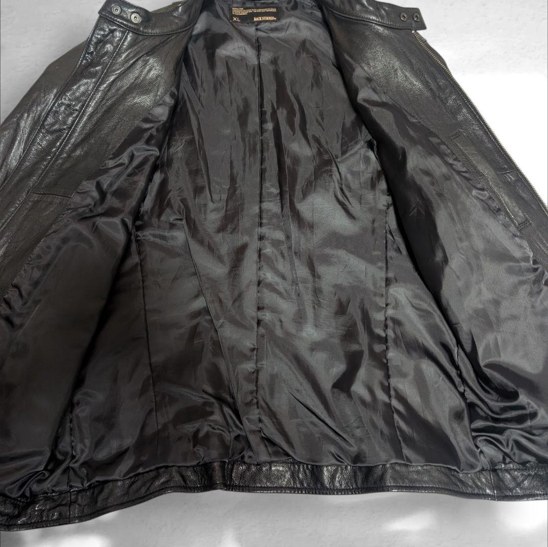 希少 XL バックナンバー ライダースジャケット シングル 山羊革 Wジップ 黒