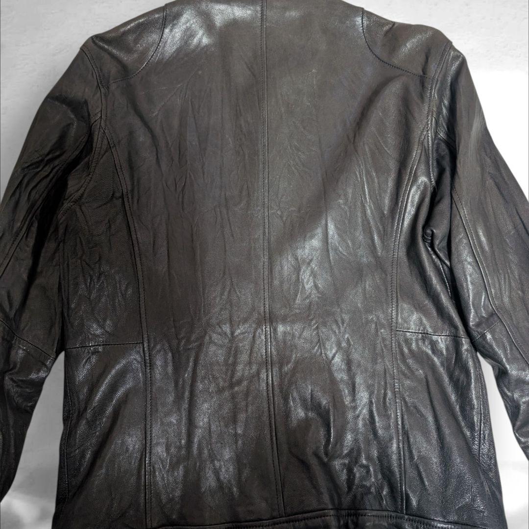 希少 XL バックナンバー ライダースジャケット シングル 山羊革 Wジップ 黒