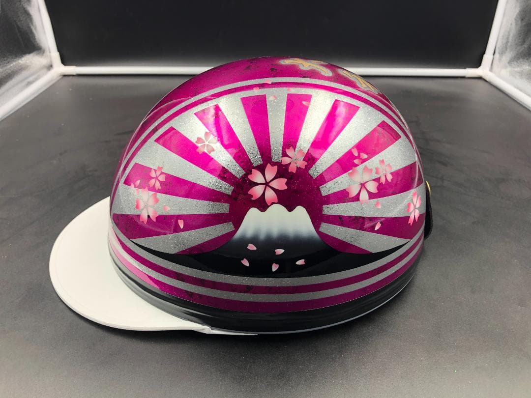 コルク半　カスタム　富士日章　三つボタン　ピンクラップラメ　桜　高級クリヤ