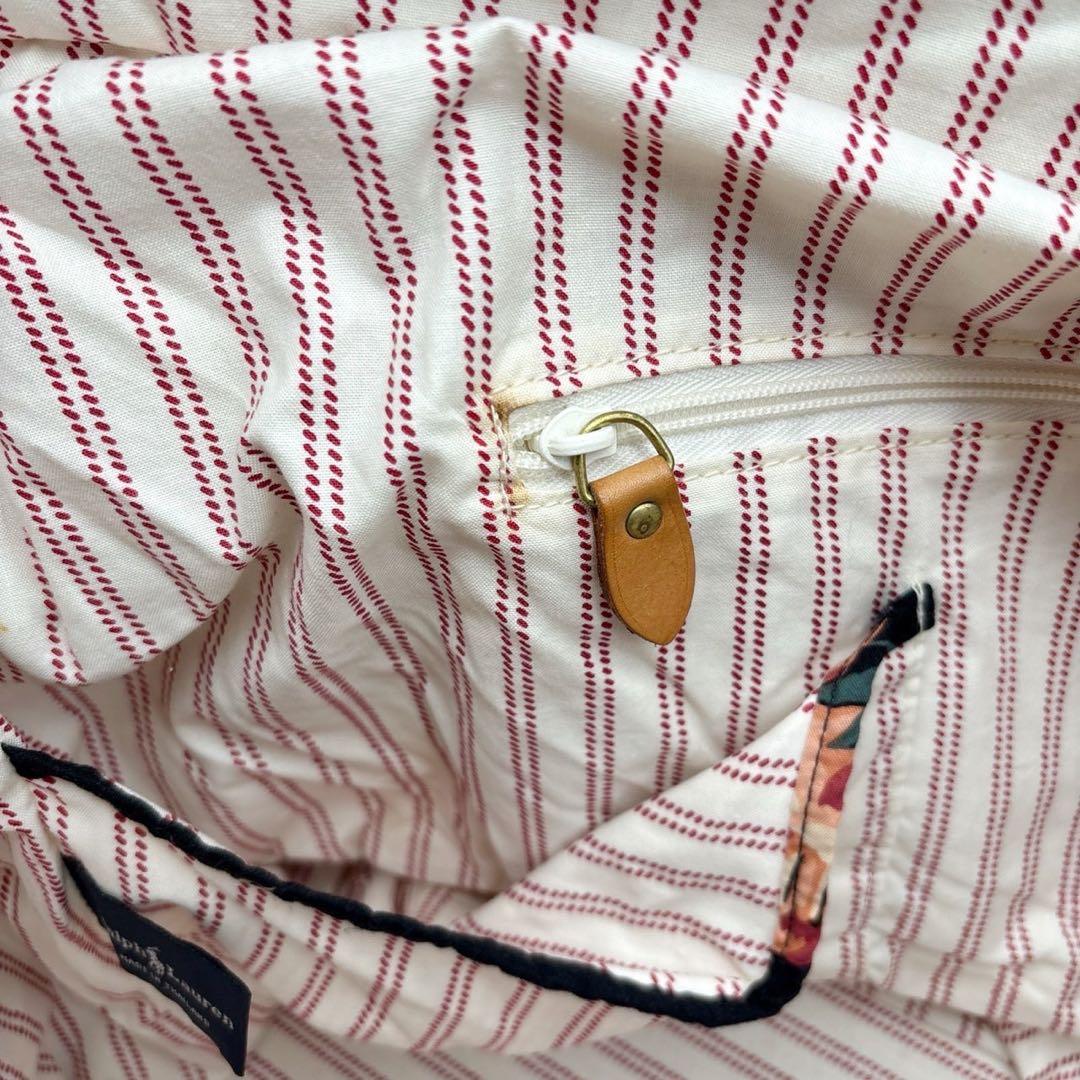 美品◎ラルフローレン 肩かけ可 ボストンバッグ 大型トート ポニー 花柄 男女可