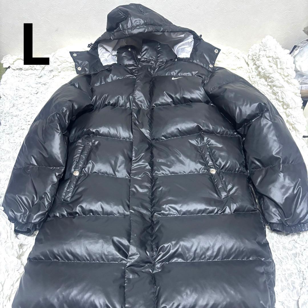 た*ん様 【人気】NIKE ベンチコート L 黒 ダウン 75% フード