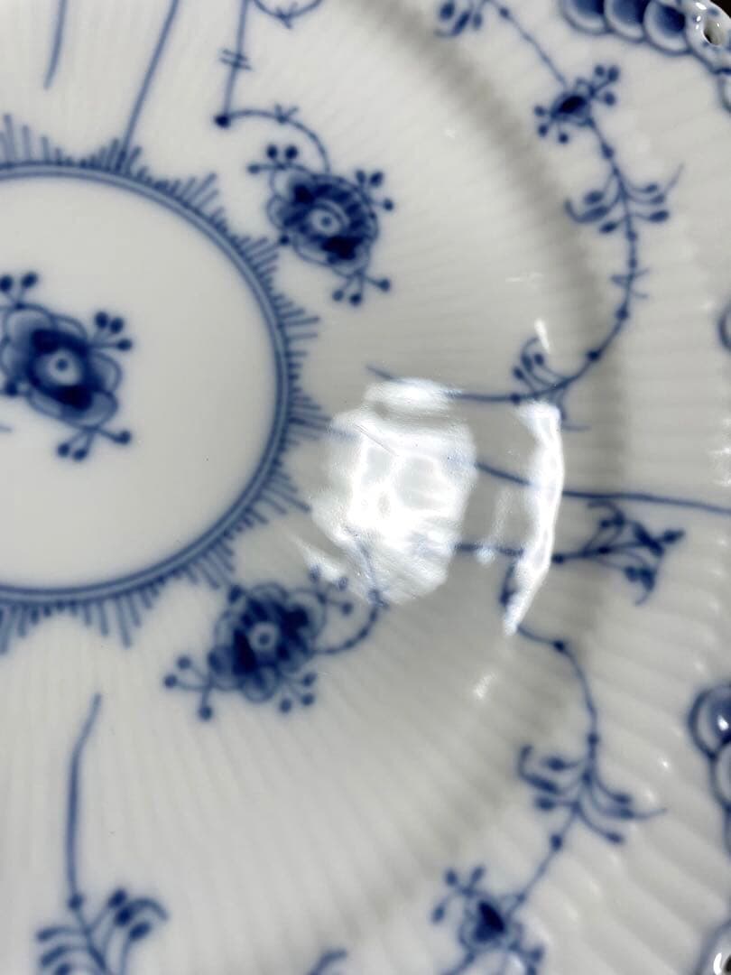ロイヤルコペンハーゲンブルーフルーテッドフルレースプレートペア19cm未使用美品