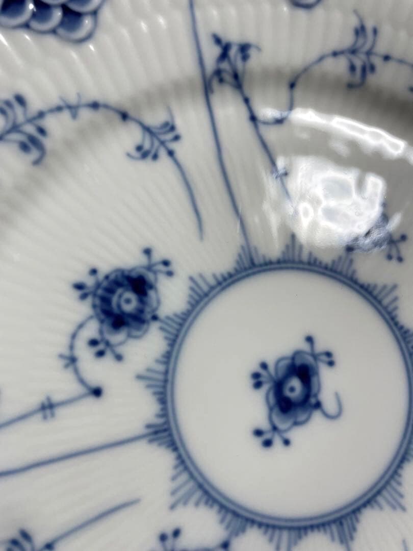 ロイヤルコペンハーゲンブルーフルーテッドフルレースプレートペア19cm未使用美品