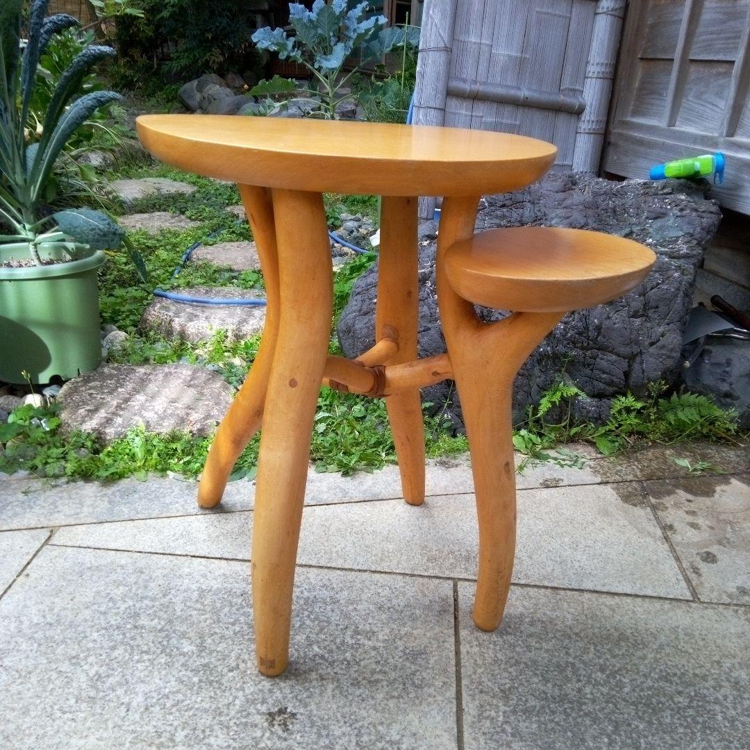 自然木の机　家具　ハンドメイド　木の温もり　手作り　つくえ　天然木　自然木　レア