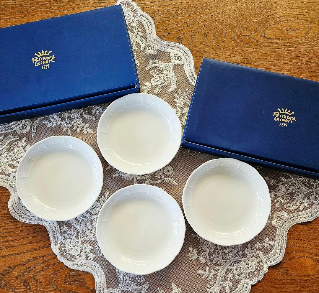 ナルナルリチャードジノリ ベッキオホワイト ディッシュラウンド S 4枚