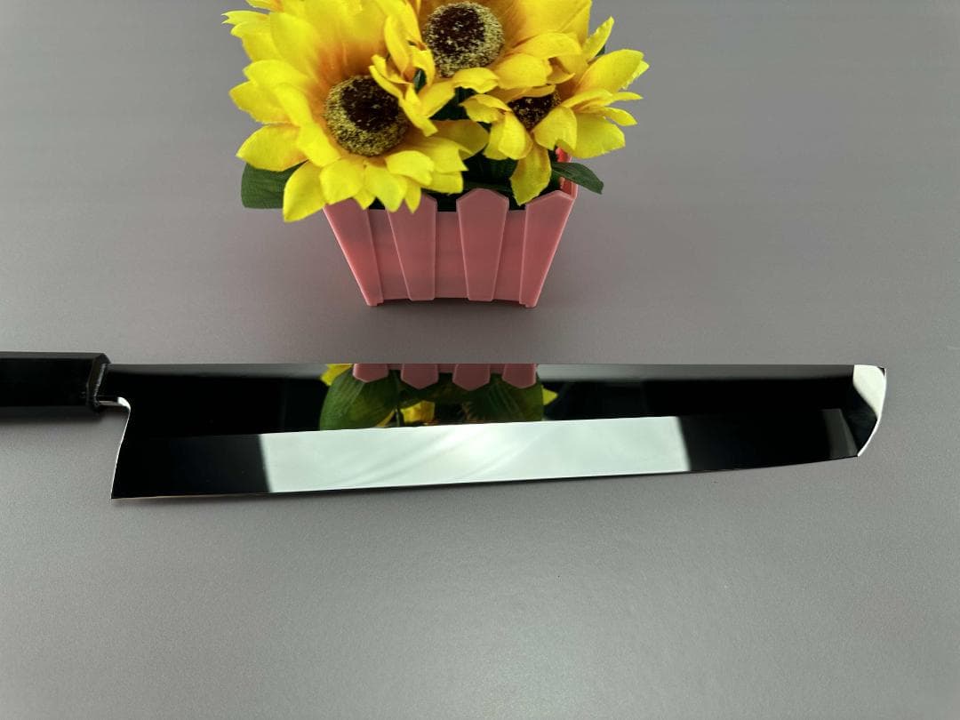 梵静刃物 尺 ウルトラ鏡面仕上げ 骨切り包丁 鱧切り スネークウッド黒水牛八角柄