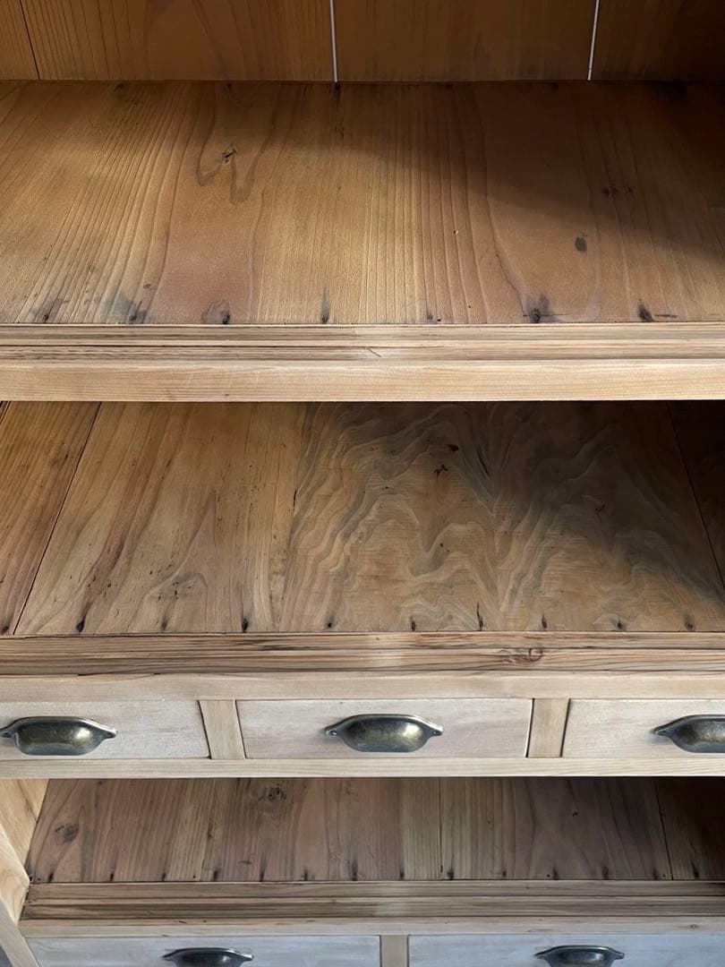 古いガラス戸棚　食器棚　レトロ　水屋　アンティーク　古道具