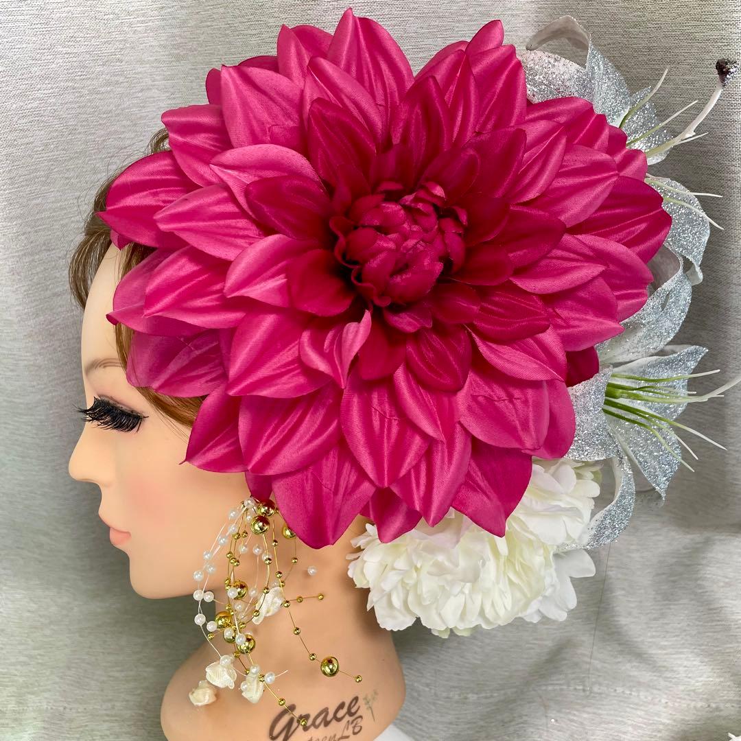 ピンク　和装髪飾り　振袖髪飾り　成人式髪飾り　色打掛髪飾り　結婚式髪飾り　花魁