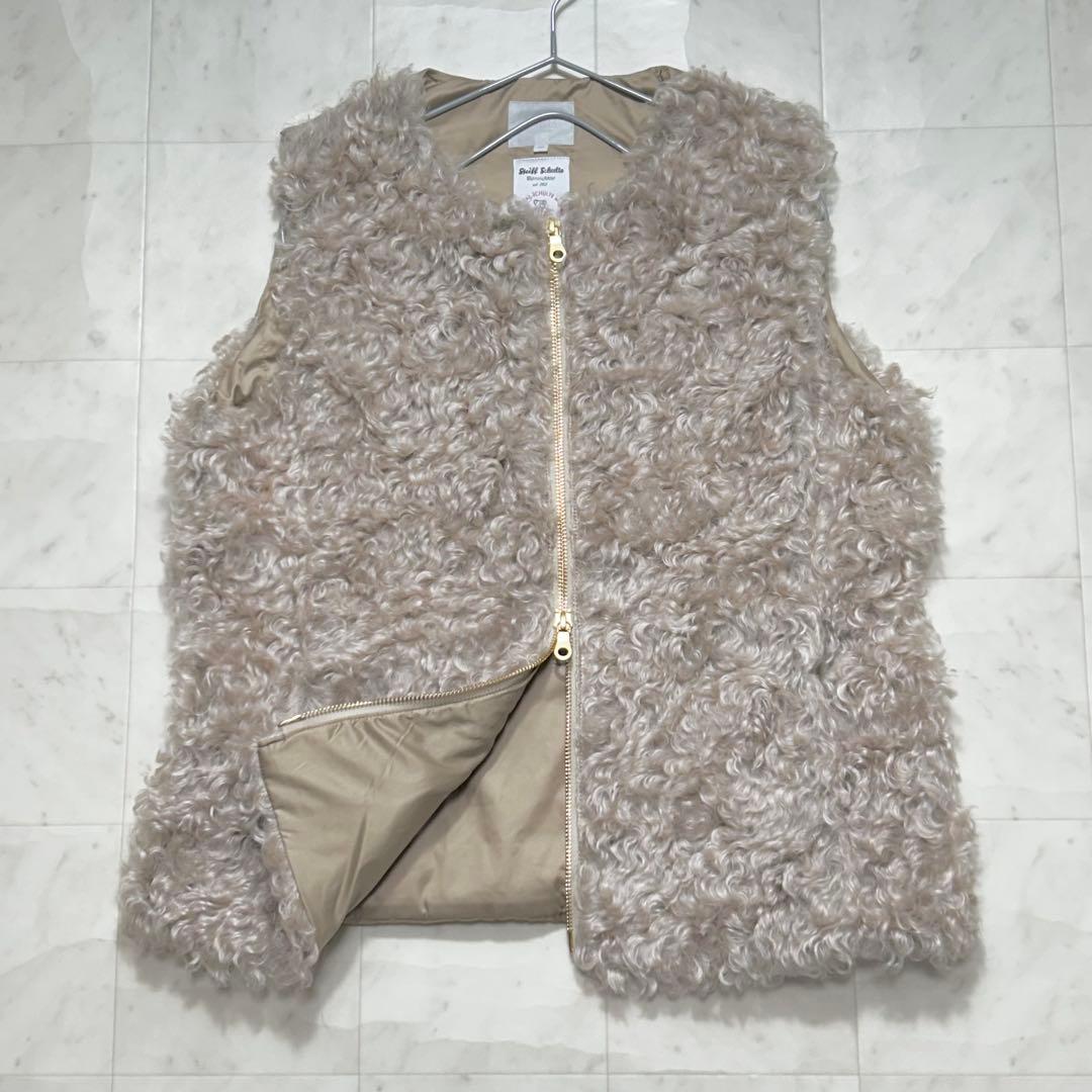 美品✨自由区 テディファー ダウンベスト モヘヤ ベージュ 40