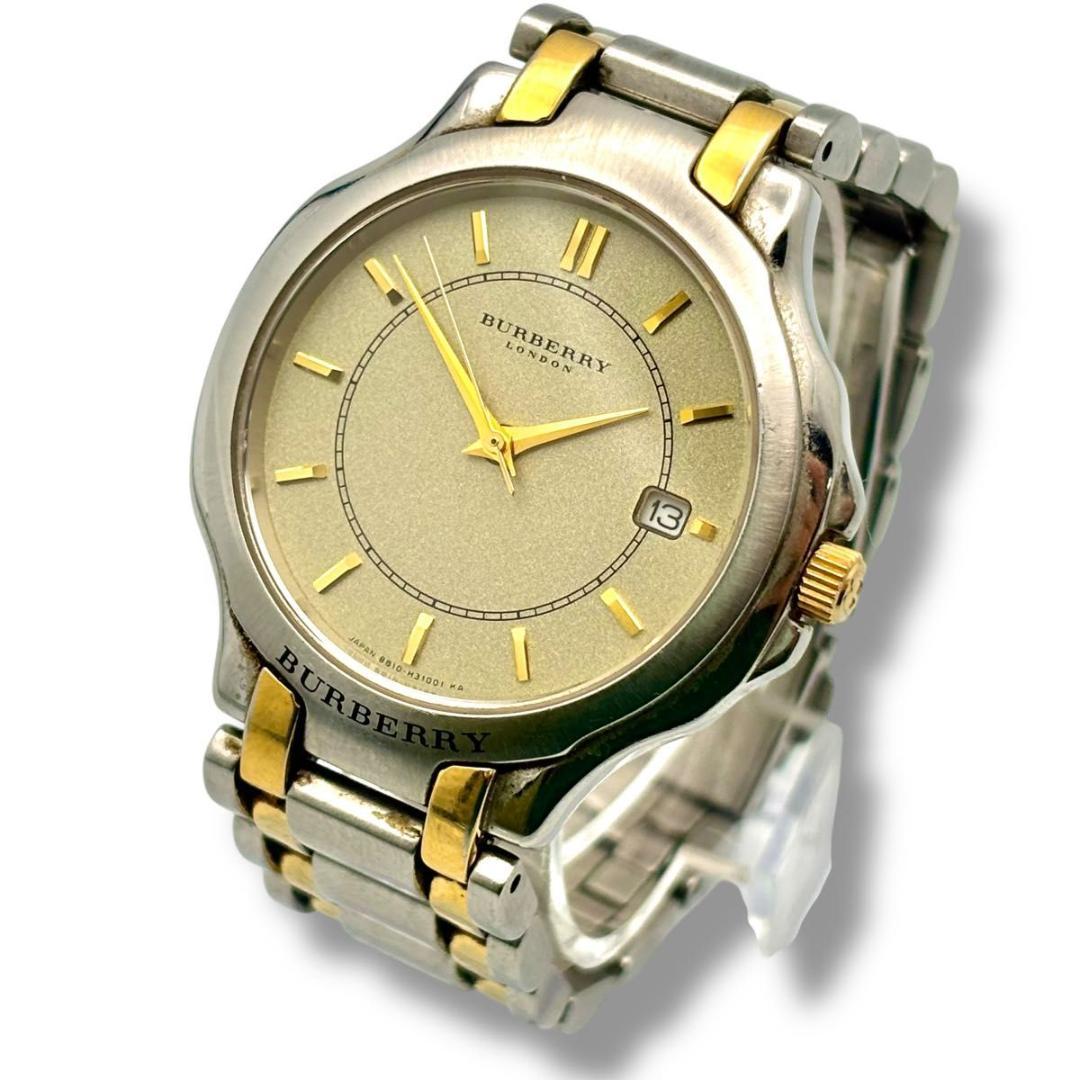 稼働 バーバリー 腕時計 ソーラー メンズ B810-H18377 コンビ