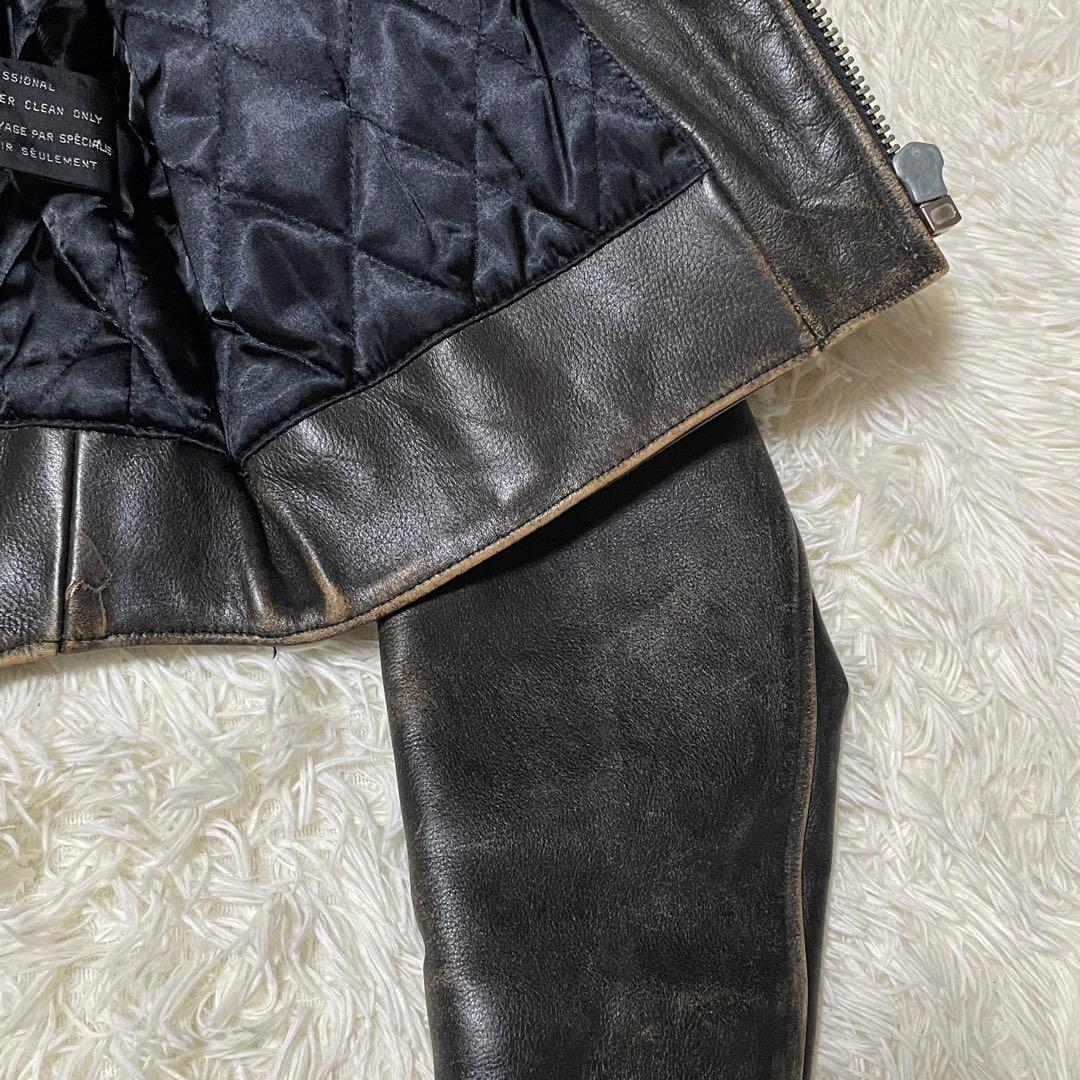 CHEVIGNON キルティング 牛革ライダース ダブルライダース