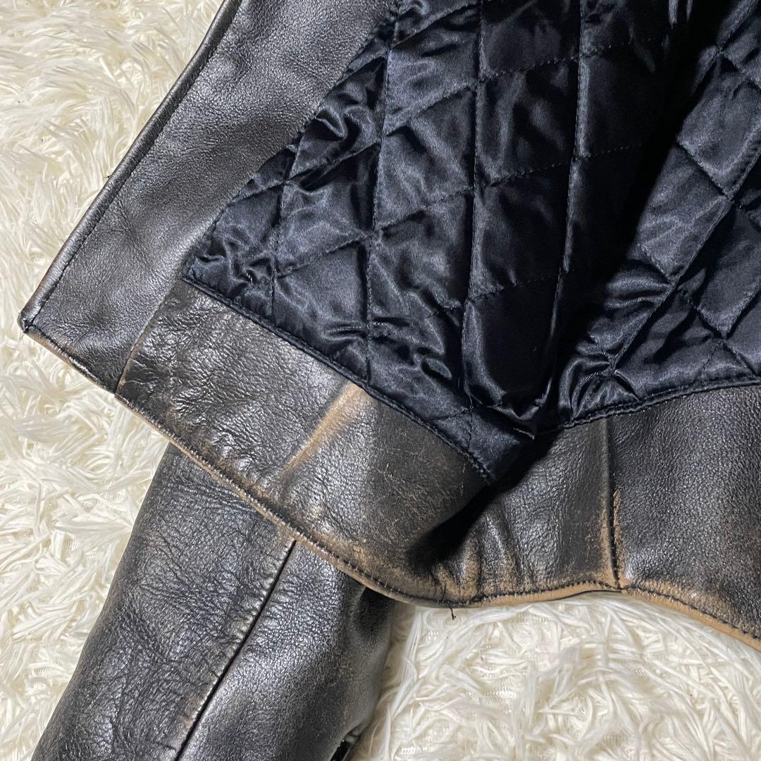 CHEVIGNON キルティング 牛革ライダース ダブルライダース