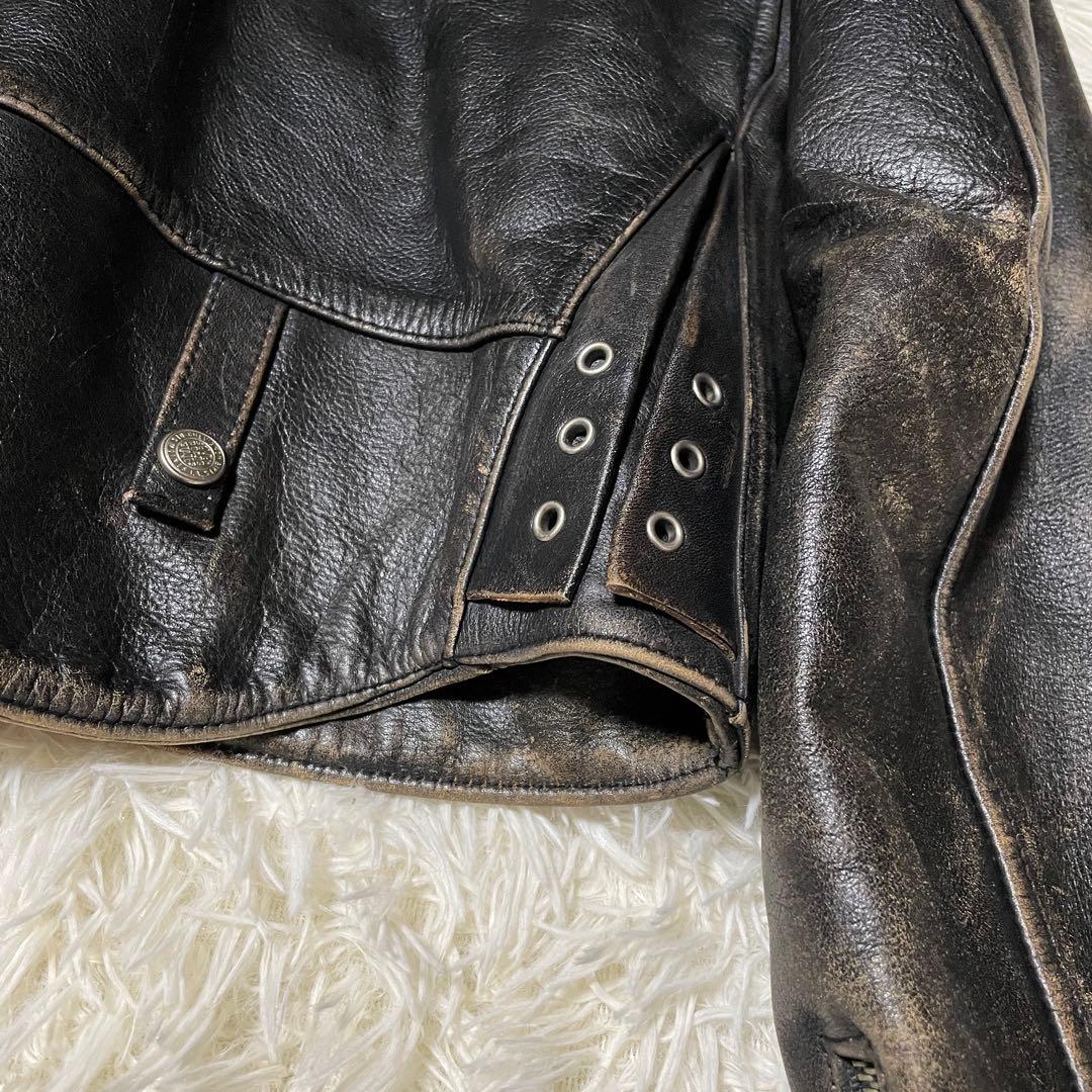 CHEVIGNON キルティング 牛革ライダース ダブルライダース