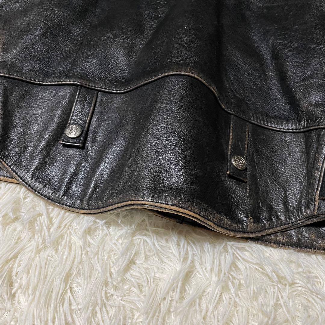 CHEVIGNON キルティング 牛革ライダース ダブルライダース