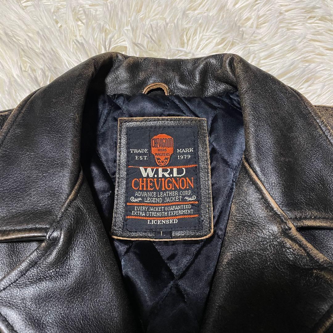 CHEVIGNON キルティング 牛革ライダース ダブルライダース