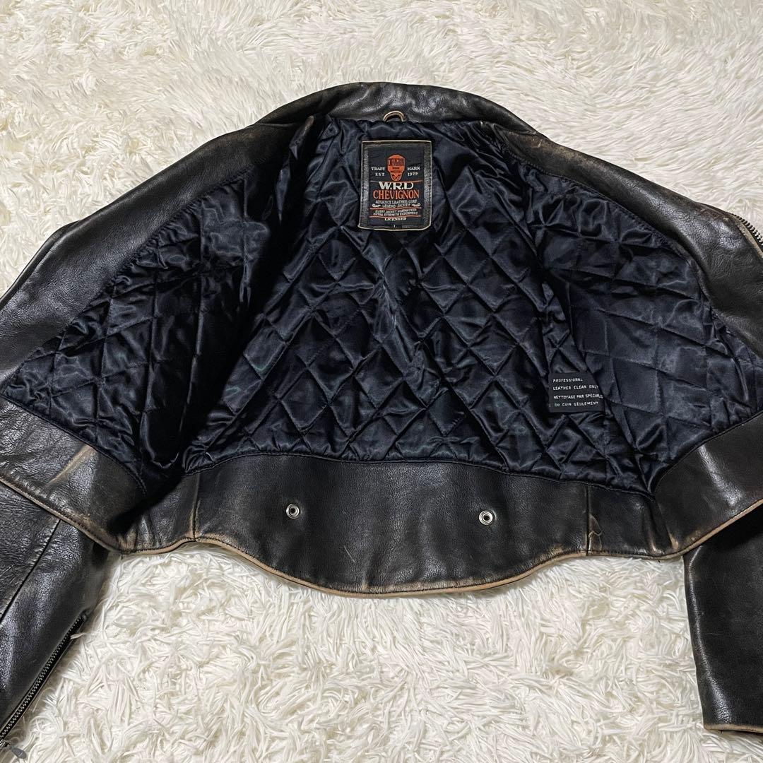 CHEVIGNON キルティング 牛革ライダース ダブルライダース