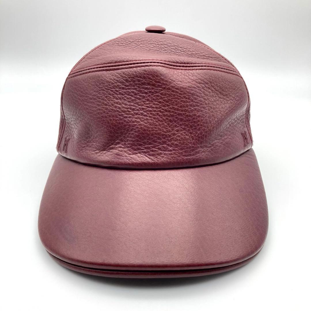 【美品】エルメス ディアスキン キャップ Hロゴ刺繍 クルードセル セリエボタン