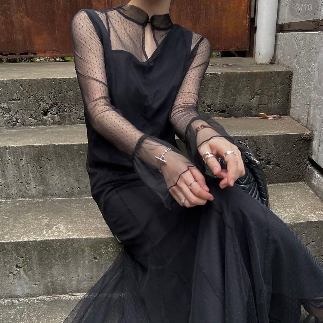 ワンピース WILLFULLY dot tulle sheer mermaid OP