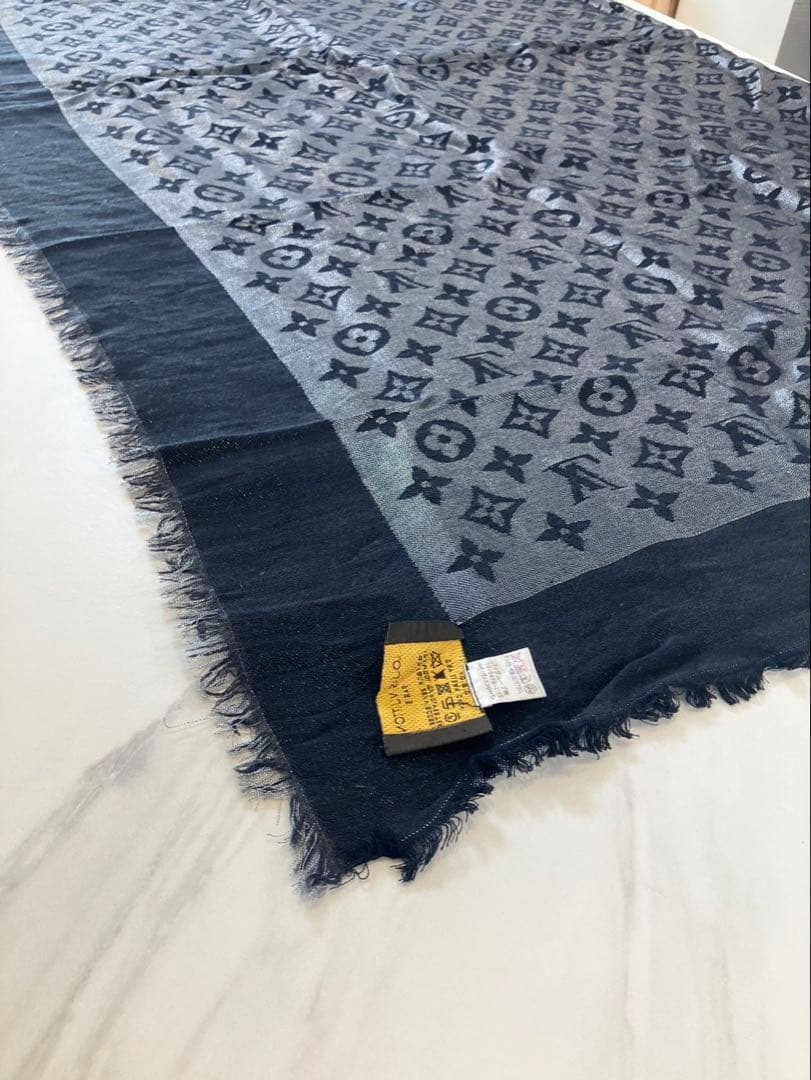 【美品】ルイヴィトン　ショール　モノグラムブラック　大判ストール