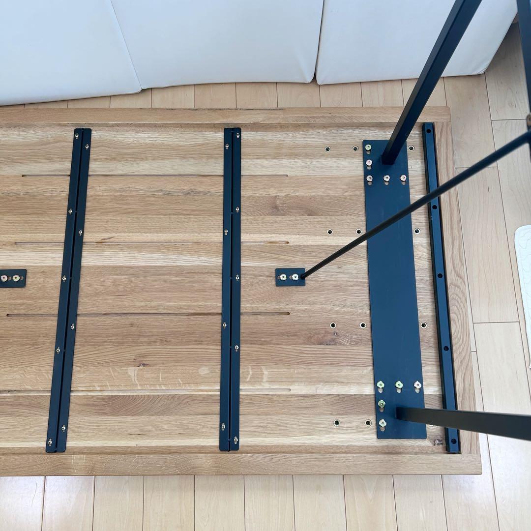 オーク無垢材　ダイニングテーブル　幅135 天然木　アイアン脚　ナチュラル　4人