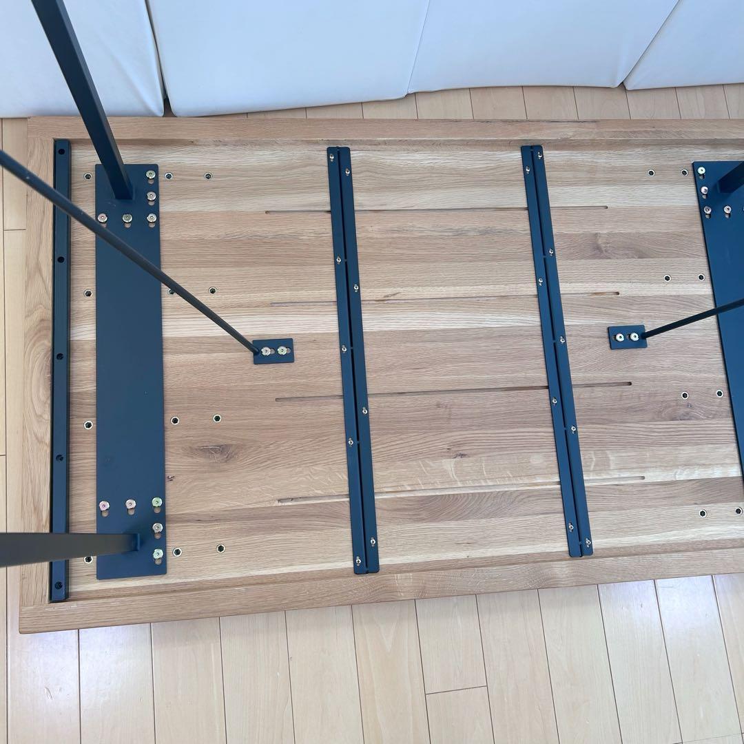 オーク無垢材　ダイニングテーブル　幅135 天然木　アイアン脚　ナチュラル　4人