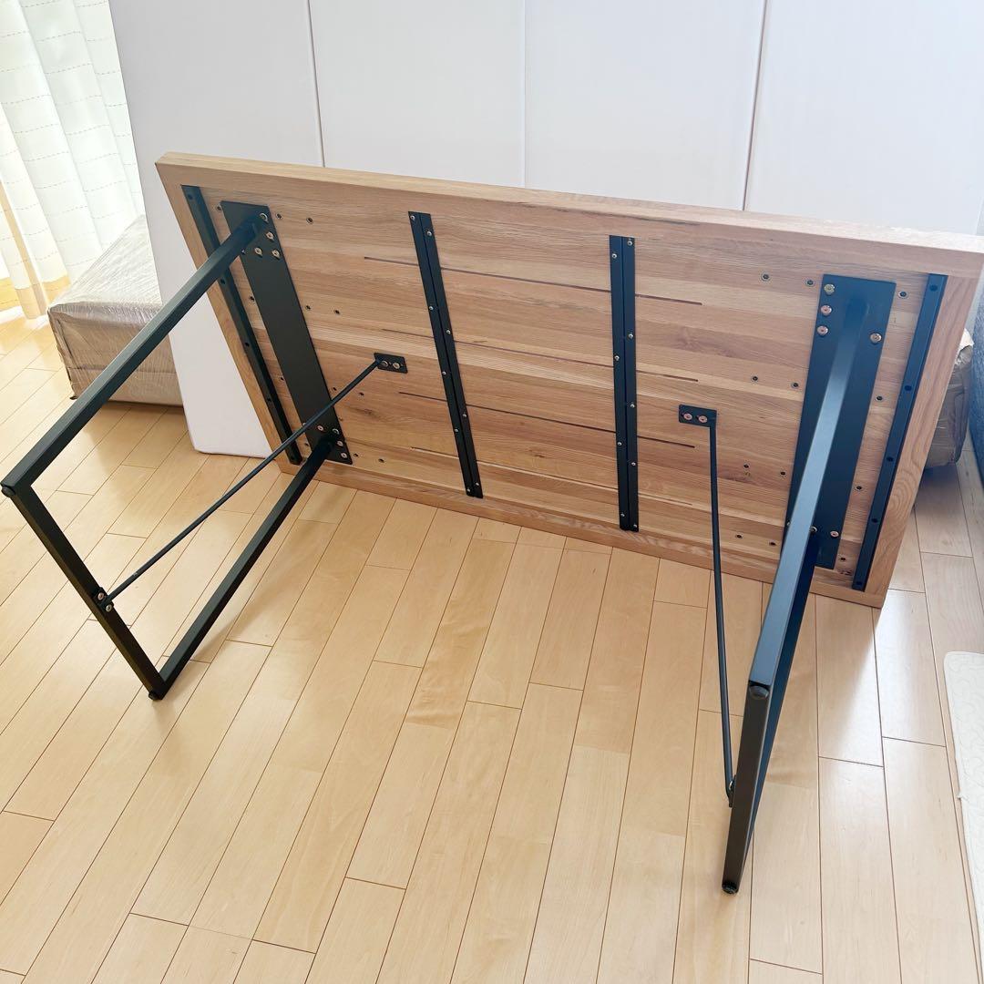 オーク無垢材　ダイニングテーブル　幅135 天然木　アイアン脚　ナチュラル　4人