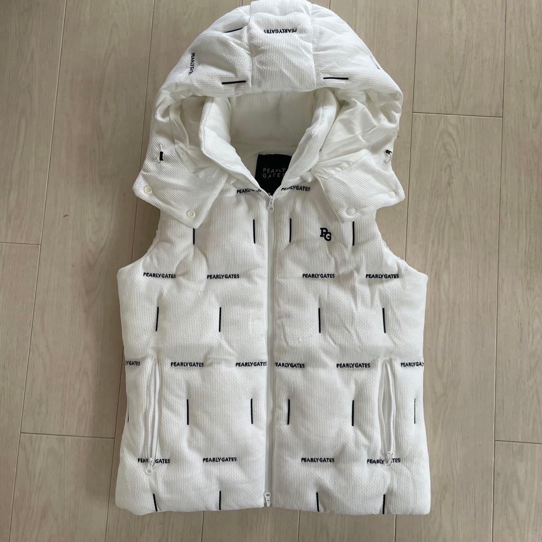 美品★PEARLY GATES フード付きベスト ホワイト