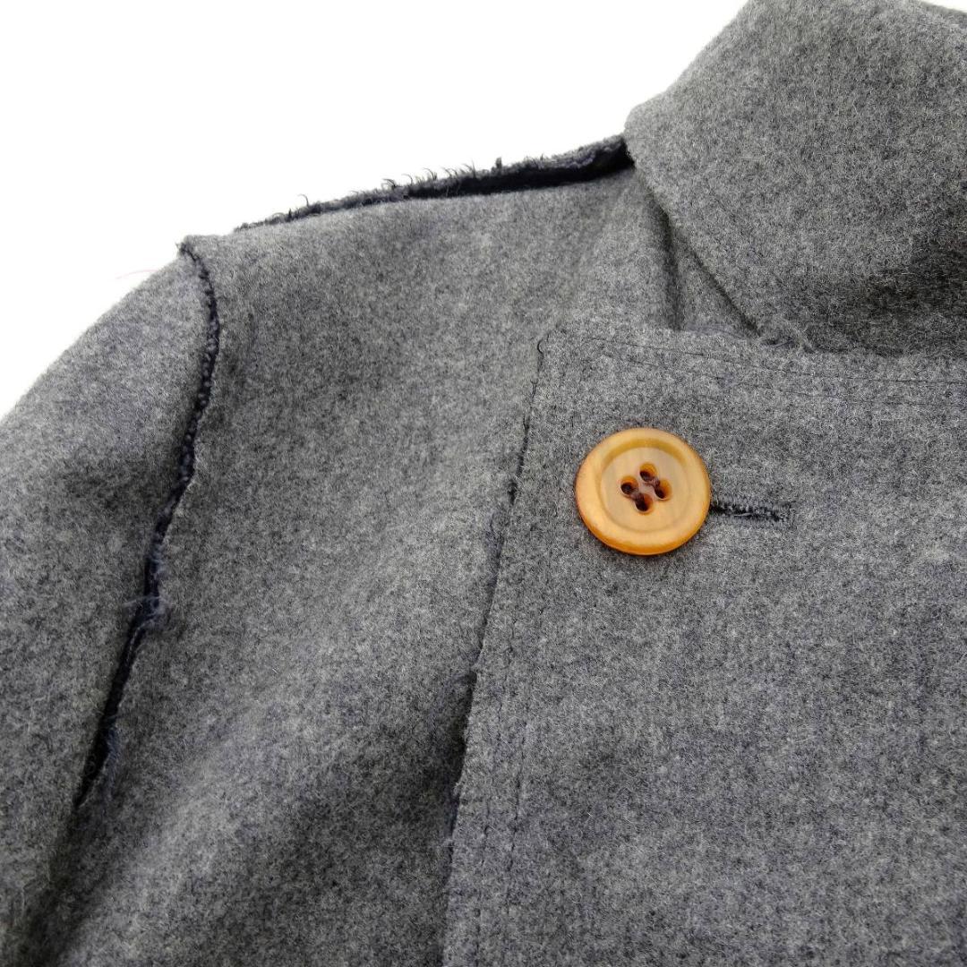 コムデギャルソンオムプリュス 02AW 切りっぱなしトレンチコート飴釦 グレーM