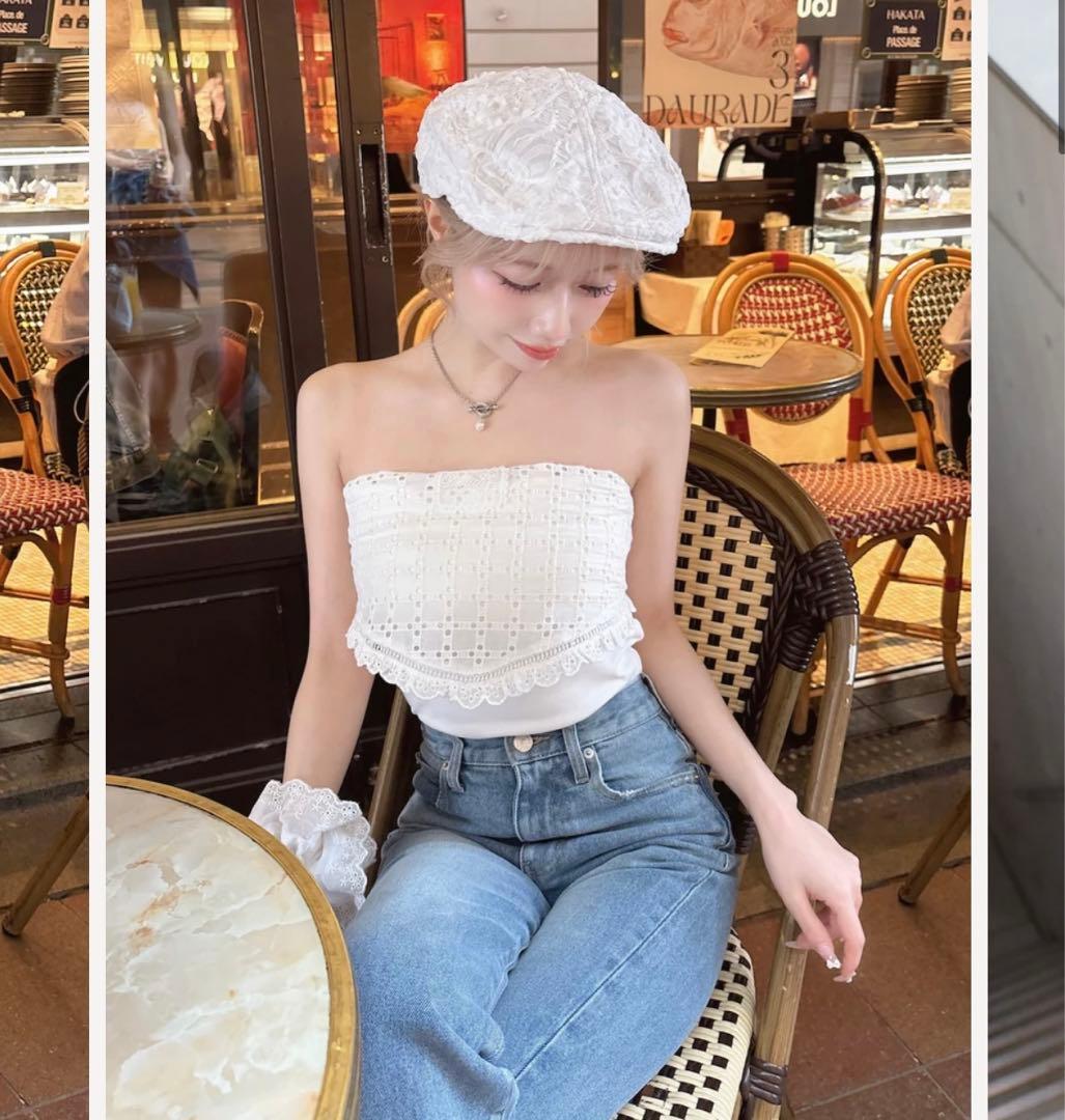 darich コットンレースドッキングベアトップス