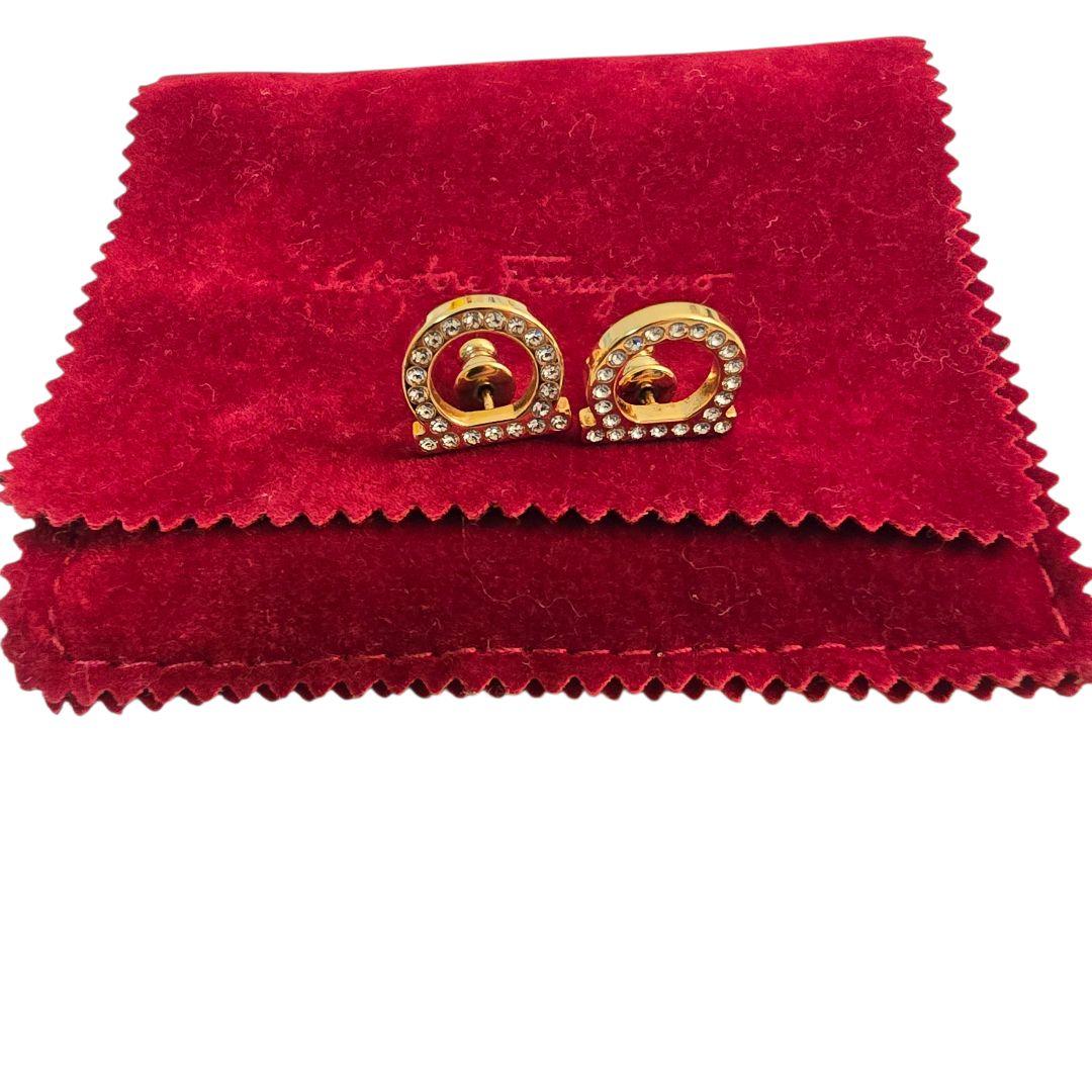 サルヴァトーレフェラガモ ピアス ガンチーニ ラインストーン スタッズ 保存袋付