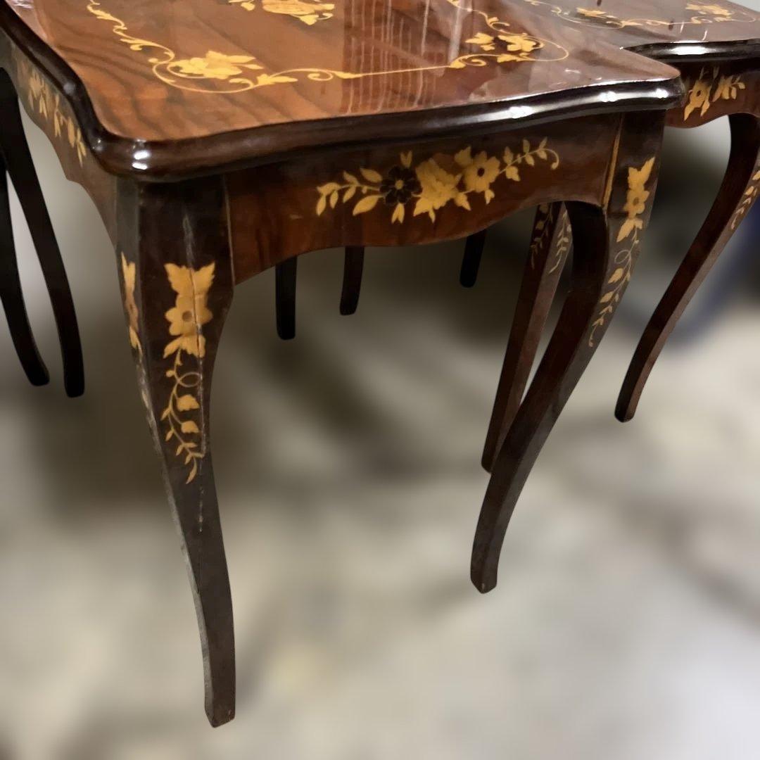 【英アンティーク調】◇ネストテーブル◆象嵌◇猫足◆ヨーロピアン