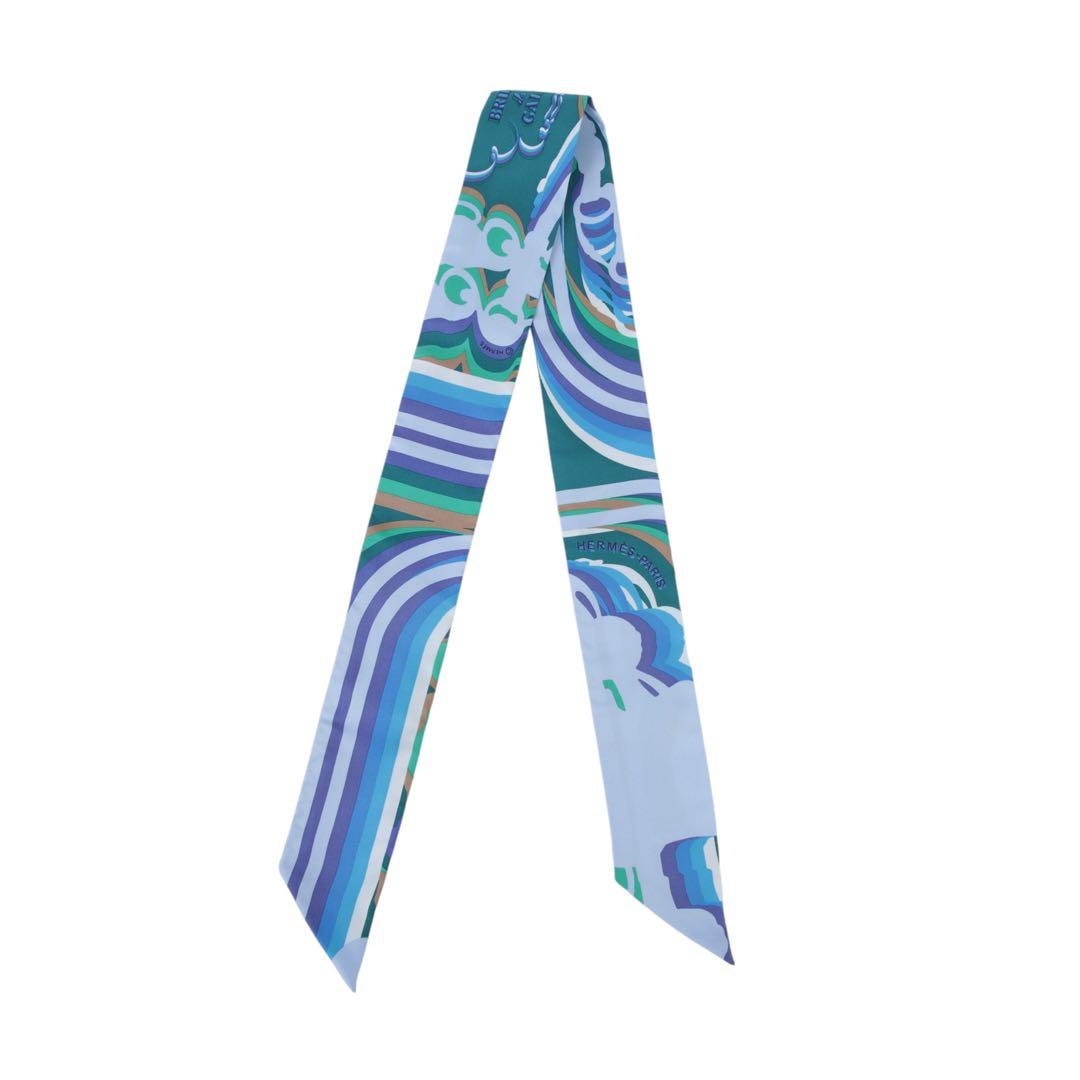 HERMES Gala スカーフ 青・緑・白・紫