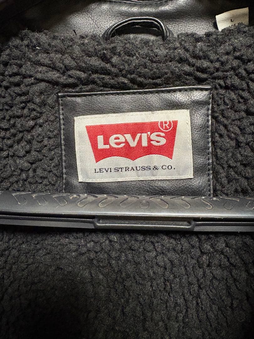 Levi's ブラックレザージャケット　裏ボア