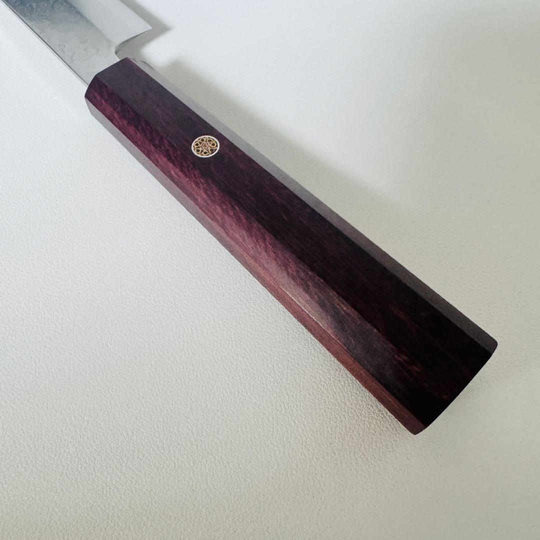 270mm 墨流し 柳刃包丁 紫檀八角柄 鏡面仕上げ 刺身包丁 和包丁。