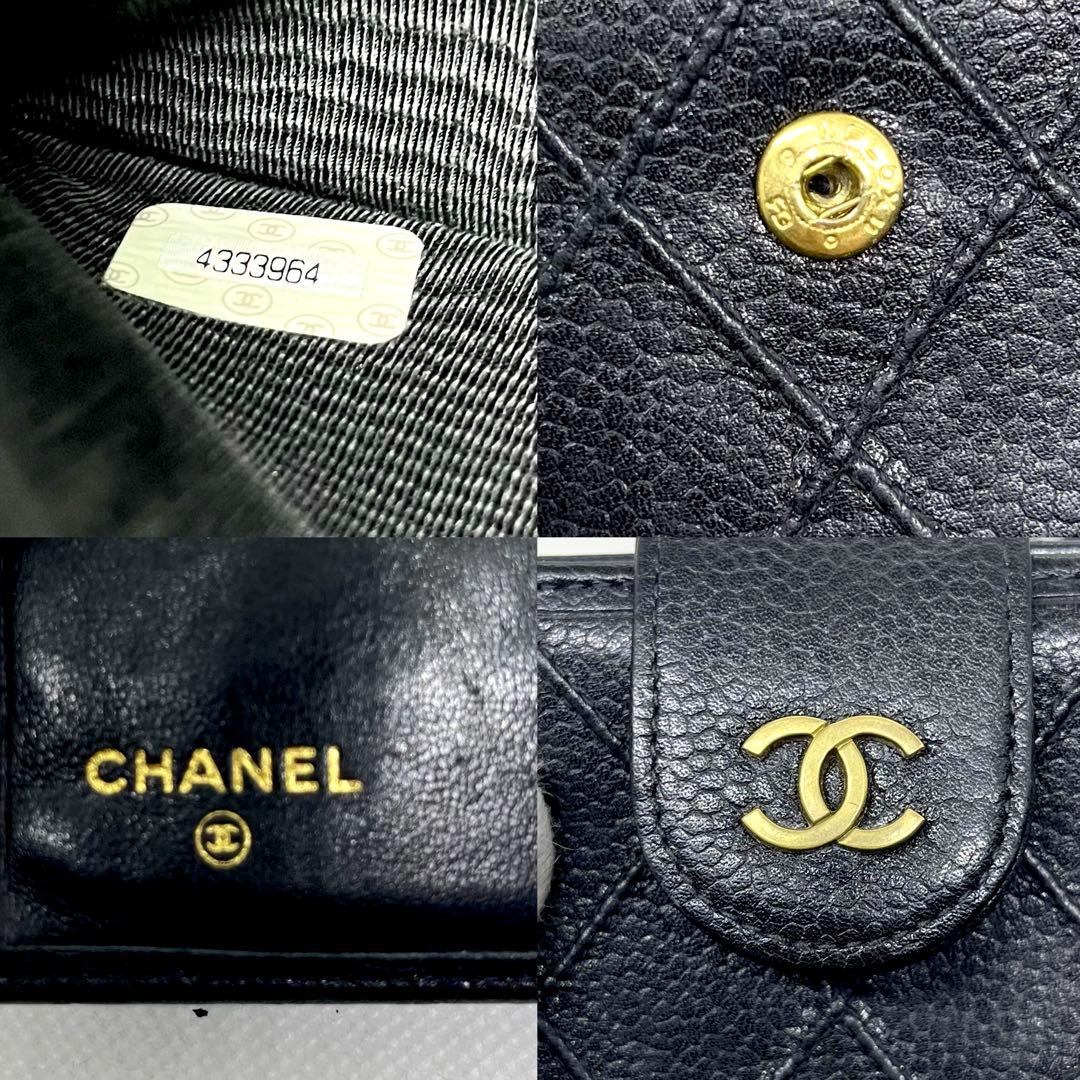 極美品✨シャネル ビコローレ ココマーク Wホック がま口 キャビアスキン