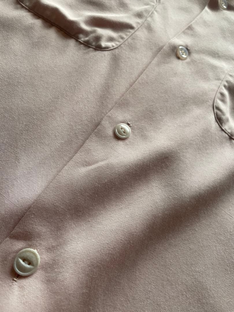 50's Blocks ベビーピンク/ ブラック レーヨンシャツ