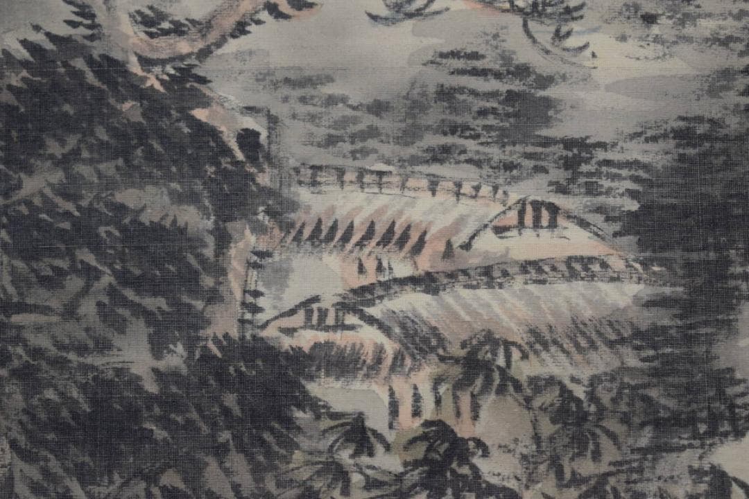 【真作】古川竹雲/山水人物画賛/掛軸☆宝船☆Y-771　JM