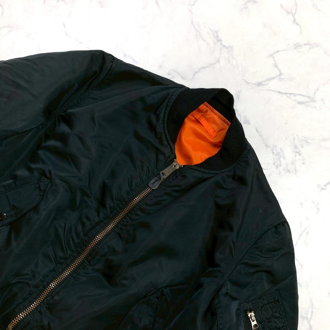 80s USA製 ALPHA MA-1 フライトジャケット 黒 L　D975