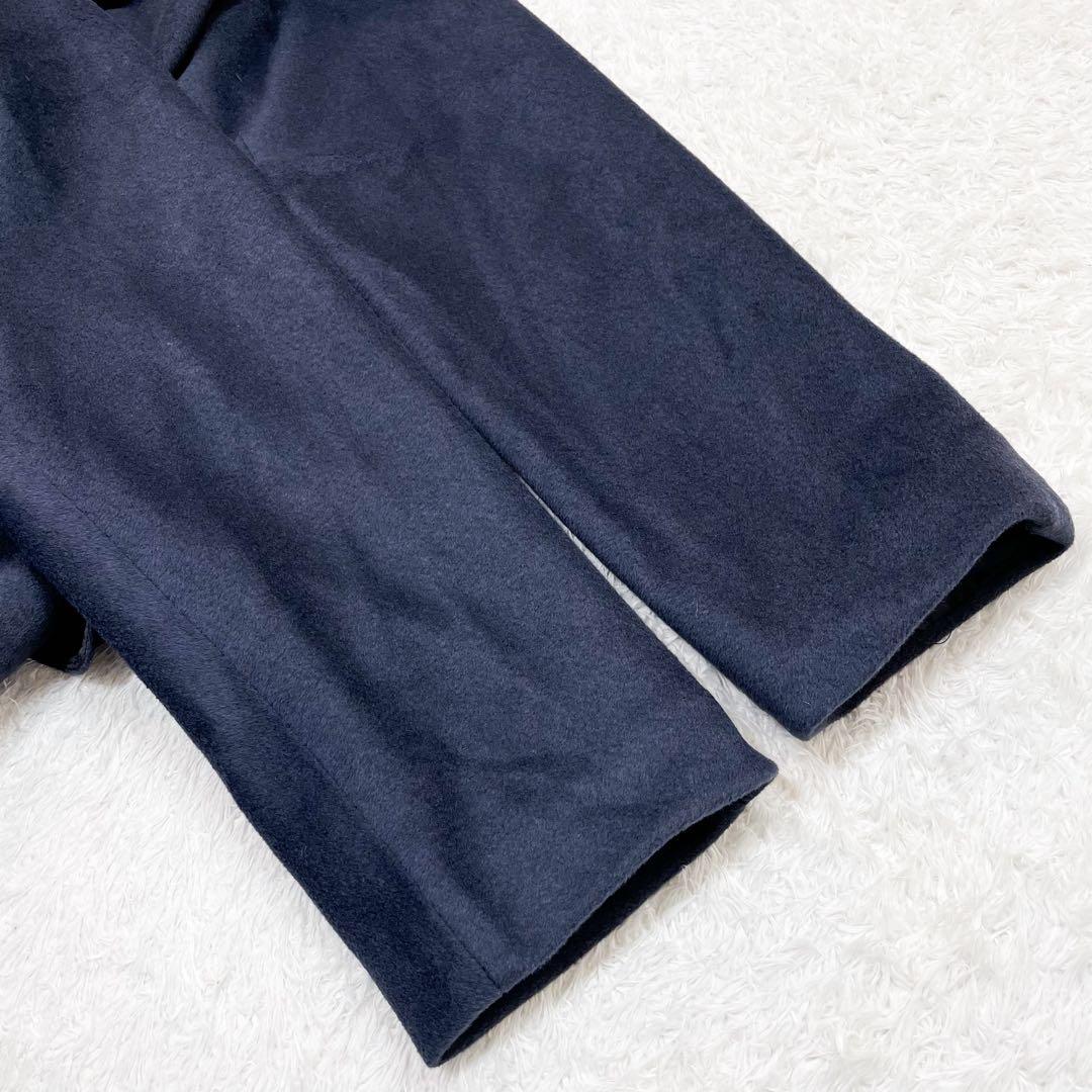 極美品 XL相当 マックスマーラ アンゴラ カシミヤ チェスターコート ネイビー