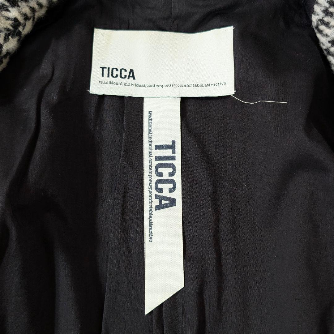 美品★TICCA グレンチェック コクーンコート ティッカ シングルコート
