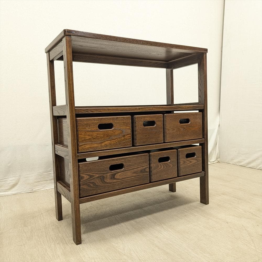 美品　ニレ材　無垢　遊木民　北海道　整理箱　収納棚　オープンラック　キャビネット