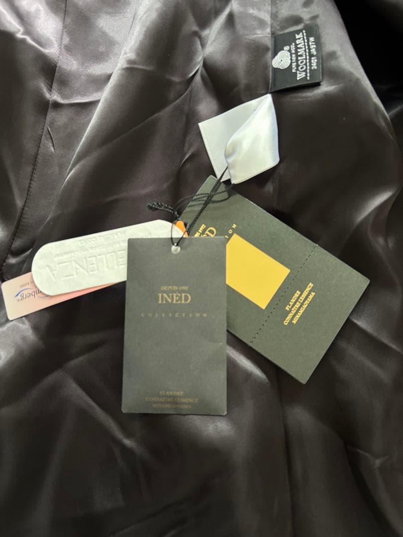 新品　INED　カシミヤロングコート　ベルト付き　ブラック　9号　日本製