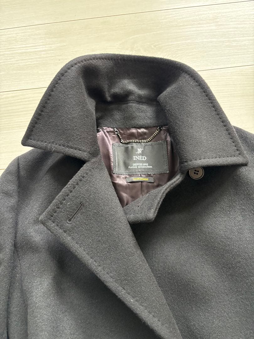 新品　INED　カシミヤロングコート　ベルト付き　ブラック　9号　日本製