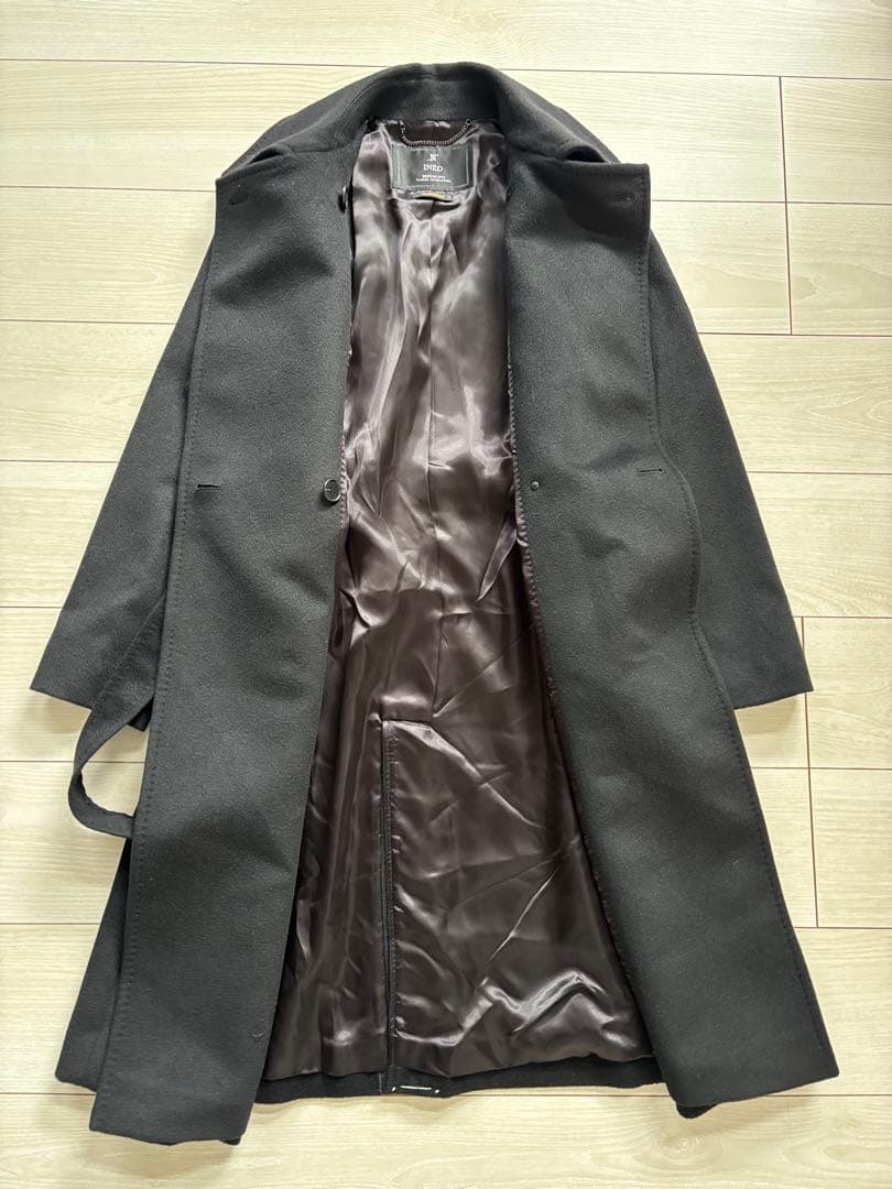 新品　INED　カシミヤロングコート　ベルト付き　ブラック　9号　日本製