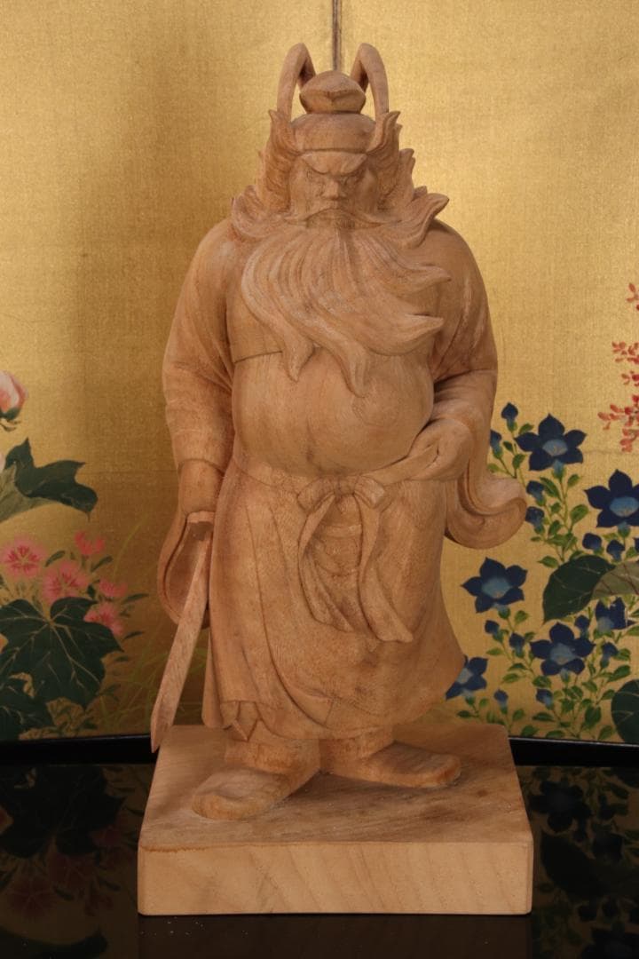 EE005　澤田政廣門下　高橋勇 謹作　木彫　『 鍾馗 』 高34.5cm 共箱