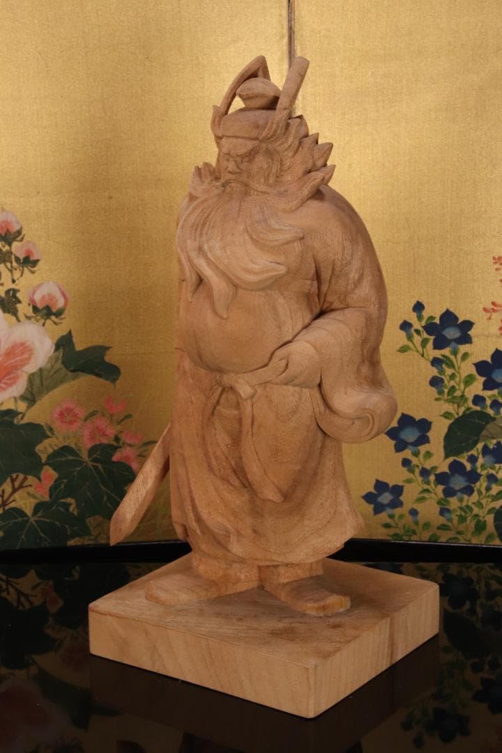 EE005　澤田政廣門下　高橋勇 謹作　木彫　『 鍾馗 』 高34.5cm 共箱